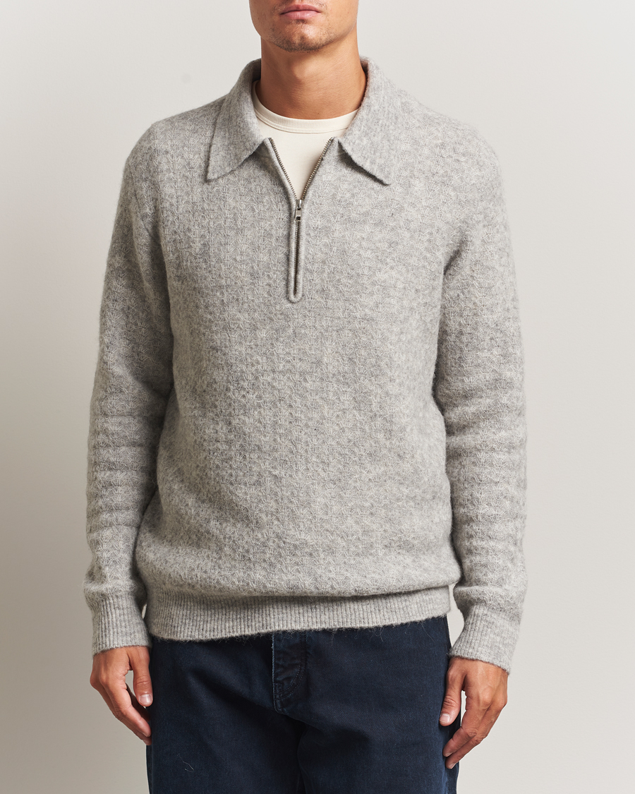 Herre | Gensere | NN07 | Alfie Alpaca Knitted Half Zip Sable Grey