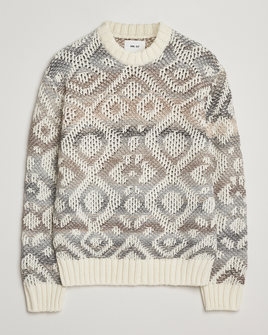 Herre | Gensere | NN07 | Brady Heavy Knitted Sweater Ivory Multi
