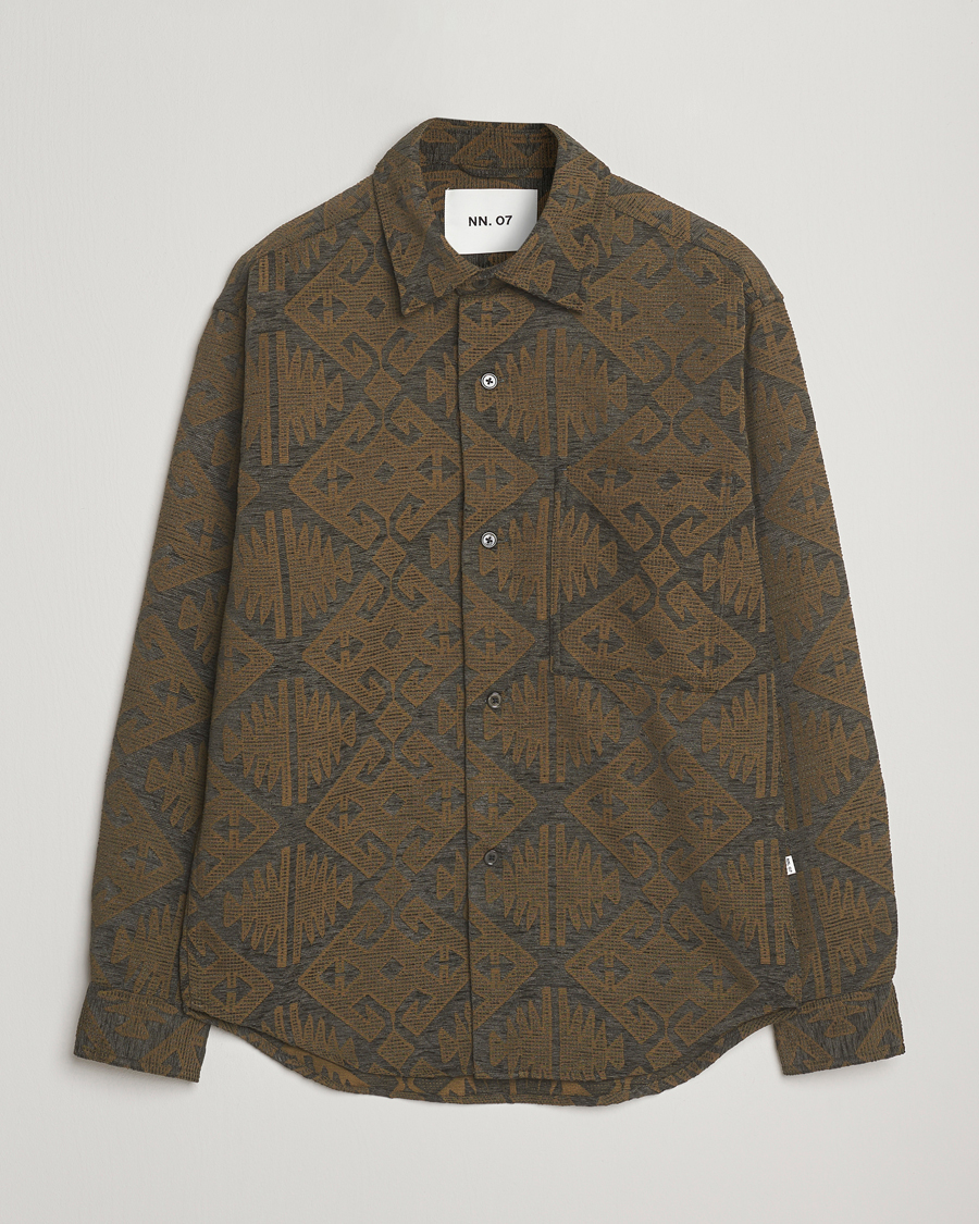 Herre | Skjorter | NN07 | Adwin Printed Overshirt Green Multi