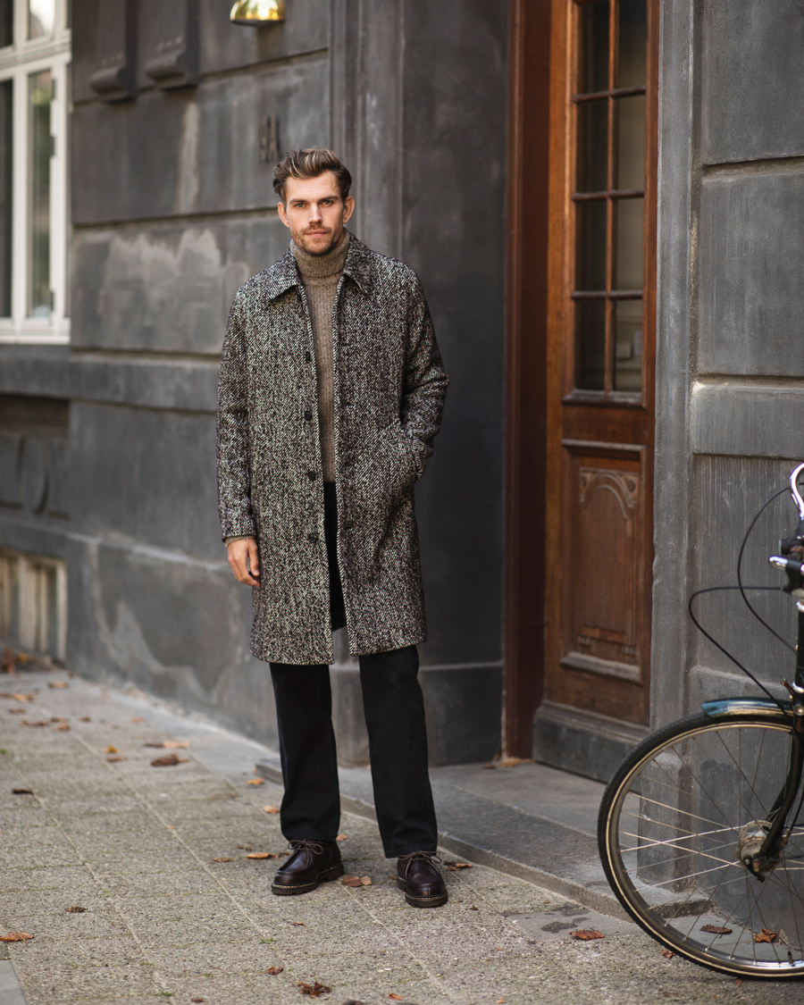 Herre | Jakker | NN07 | Franco Wool Herringbone Coat Demitasse Brown