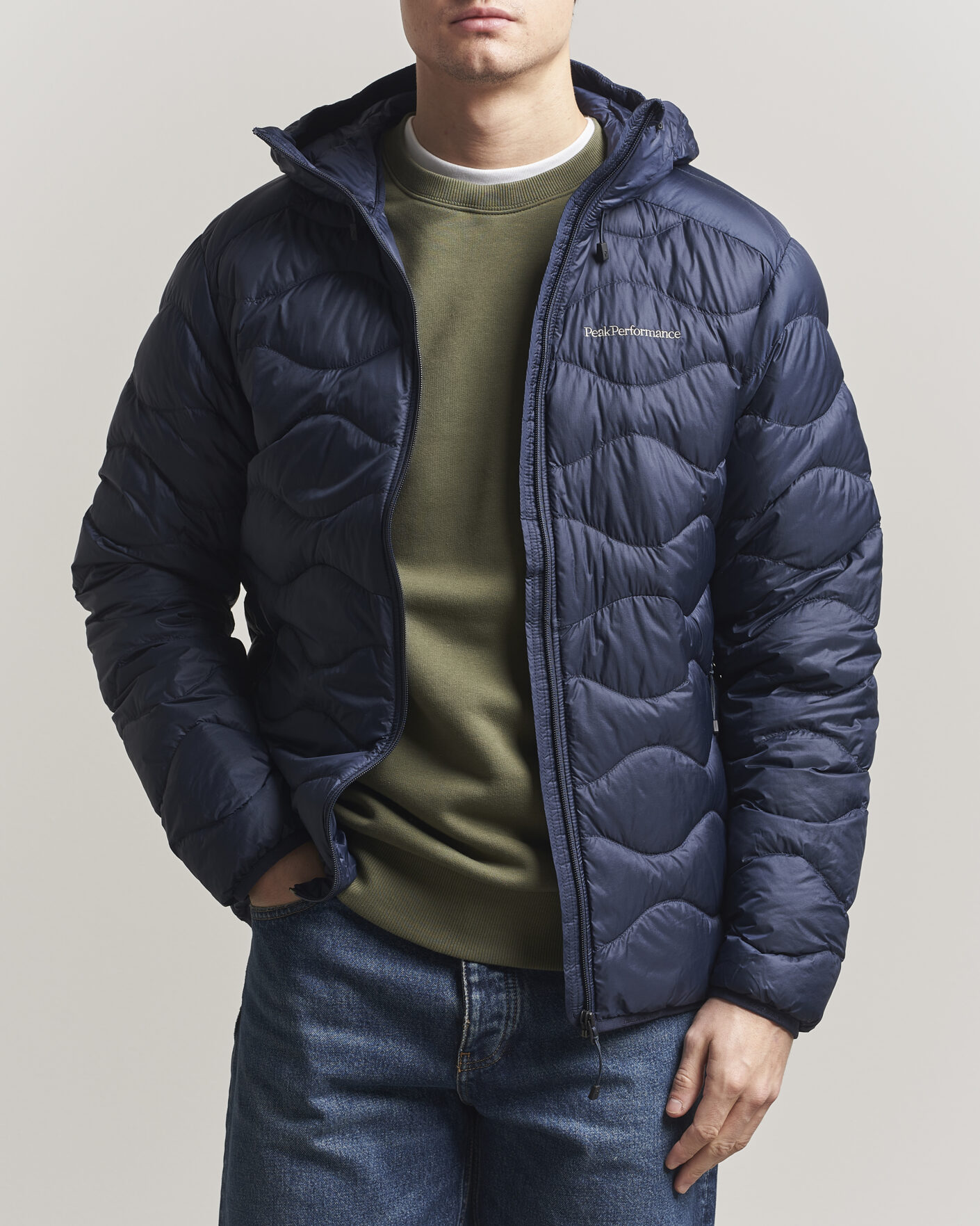 Herre | Jakker | Peak Performance | Helium Down Hooded Jacket Blue Shadow