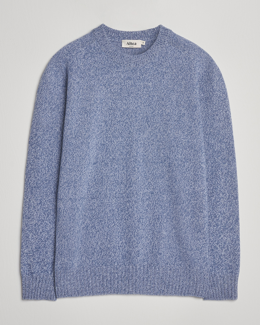 Herre | Gensere | Altea | Wool/Cashmere Crew Neck Sweater Light Blue Melange