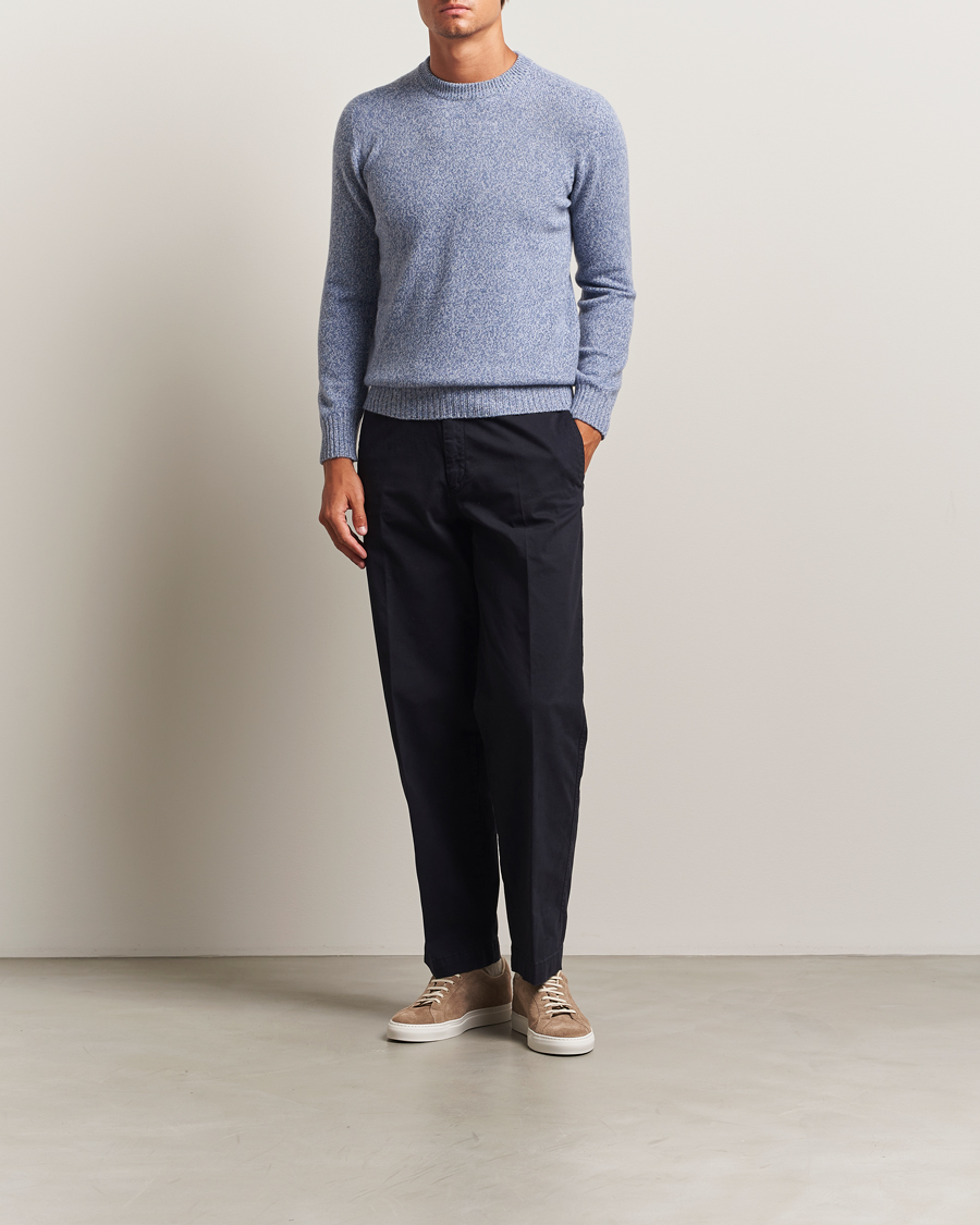 Herre | Gensere | Altea | Wool/Cashmere Crew Neck Sweater Light Blue Melange