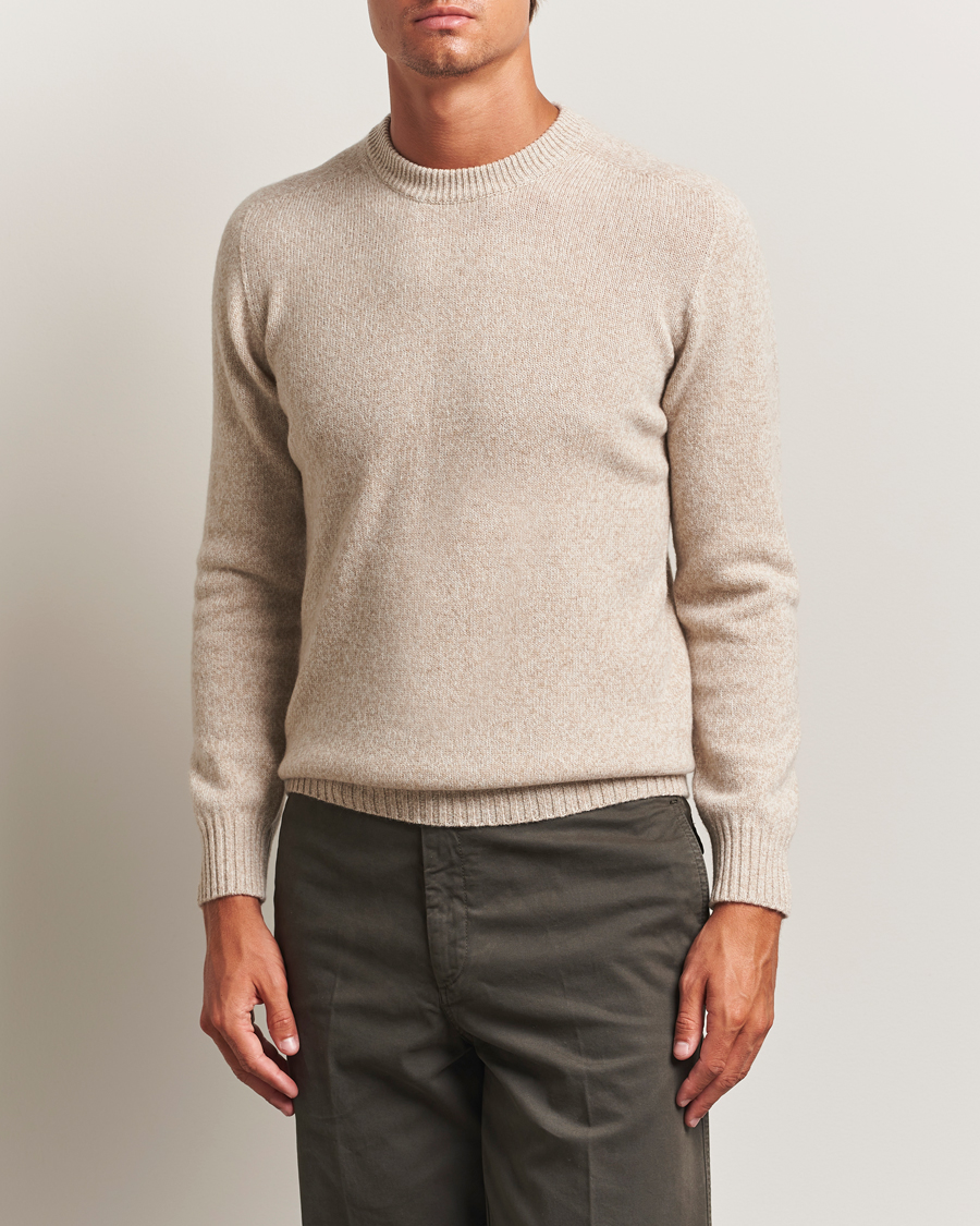 Herre | Gensere | Altea | Wool/Cashmere Crew Neck Sweater Beige Melange
