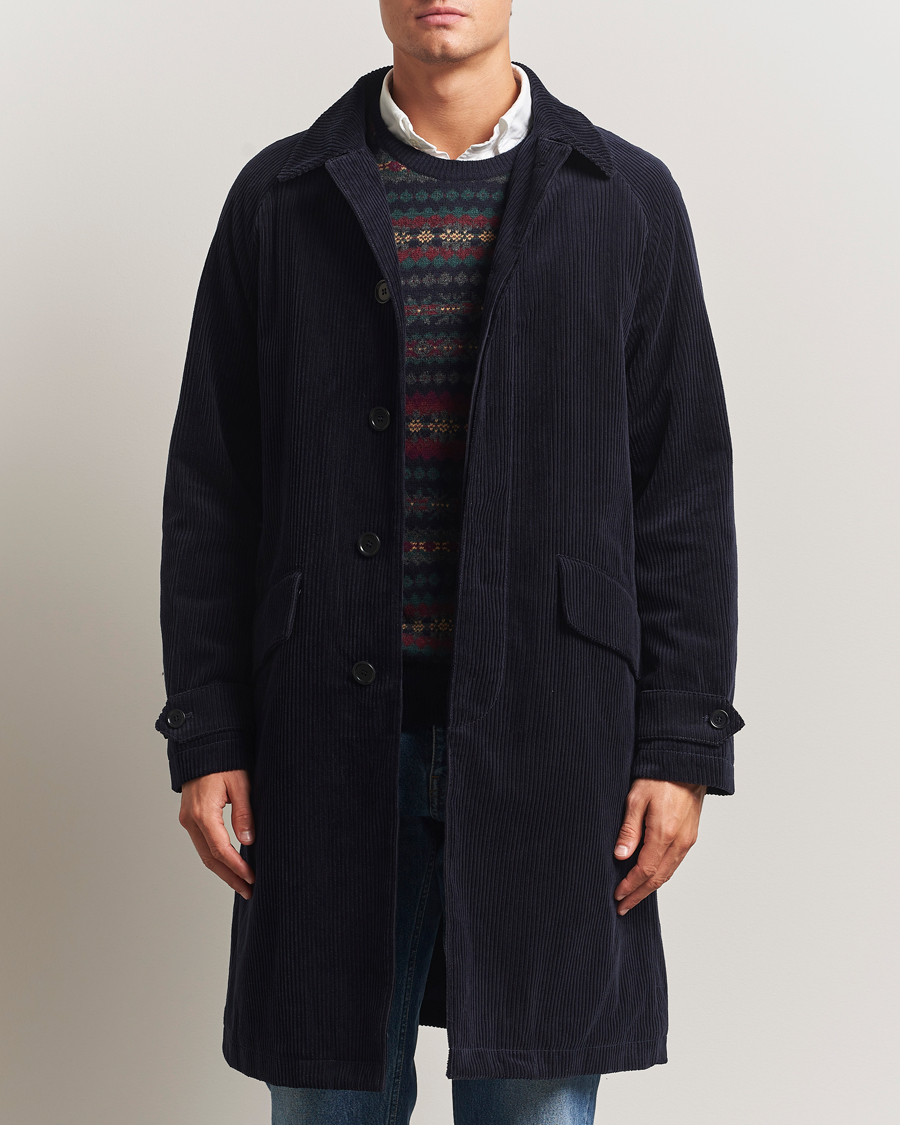 Herre | Jakker | Aspesi | Corduroy Raglan Coat Navy