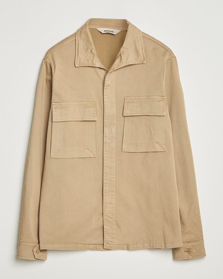 Herre | Skjorter | Aspesi | Twill Cotton Overshirt Beige