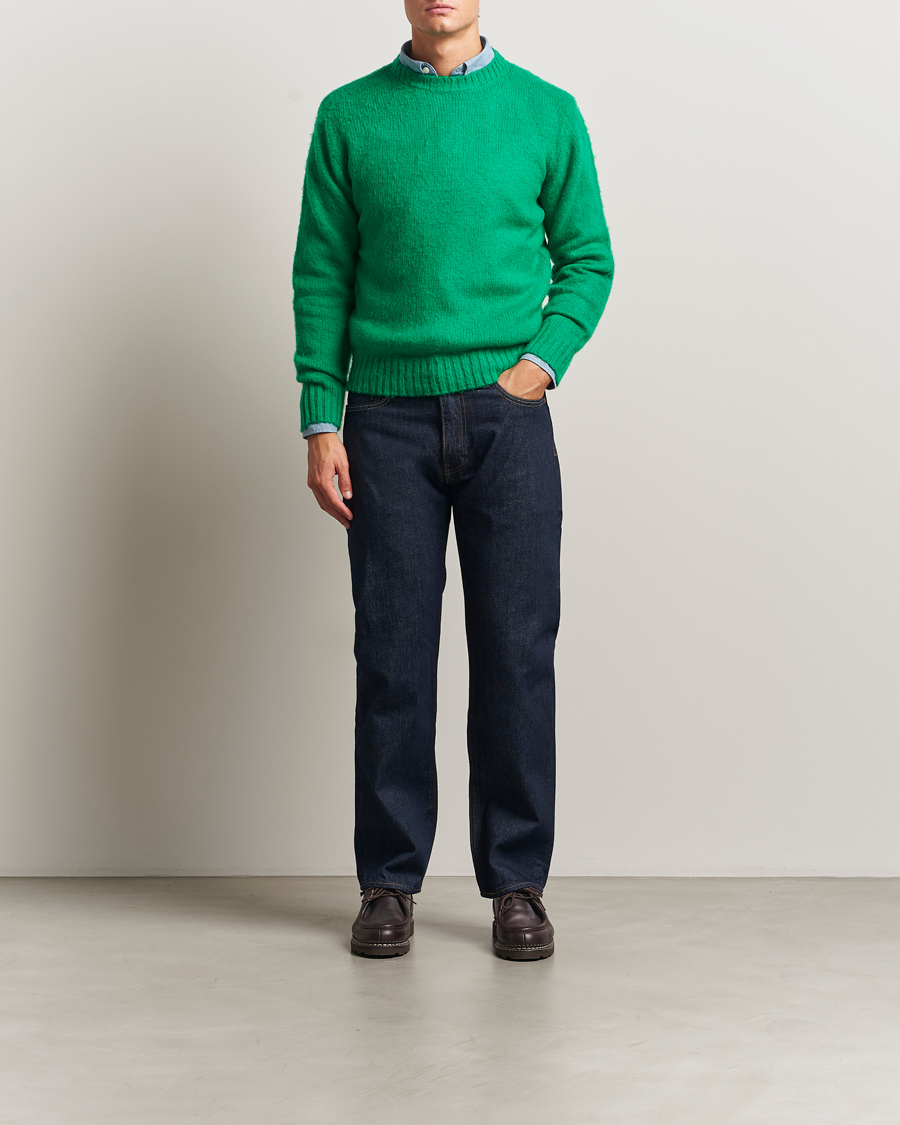 Herre | Gensere | Aspesi | Brushed Shetland Sweater Green