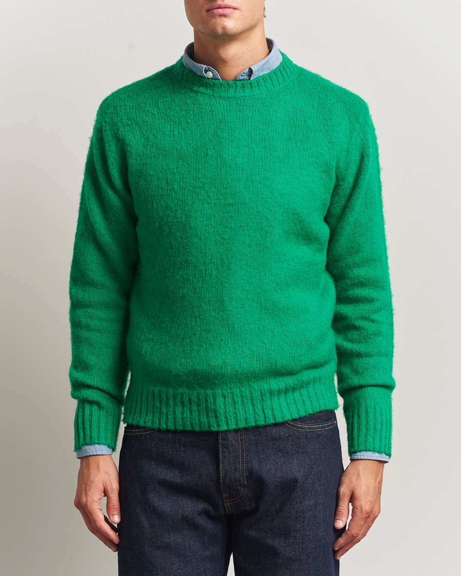 Herre | Gensere | Aspesi | Brushed Shetland Sweater Green
