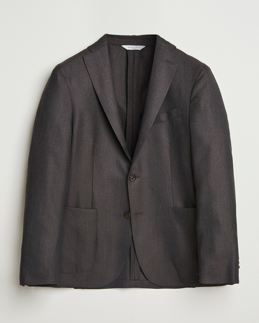 Herre | Dressjakker | Boglioli | K Jacket Wool Hopsack Blazer Dark Brown
