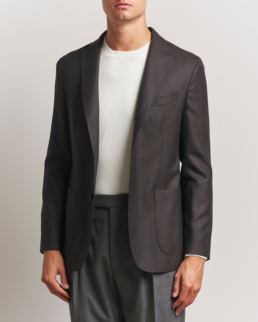 Herre | Dressjakker | Boglioli | K Jacket Wool Hopsack Blazer Dark Brown