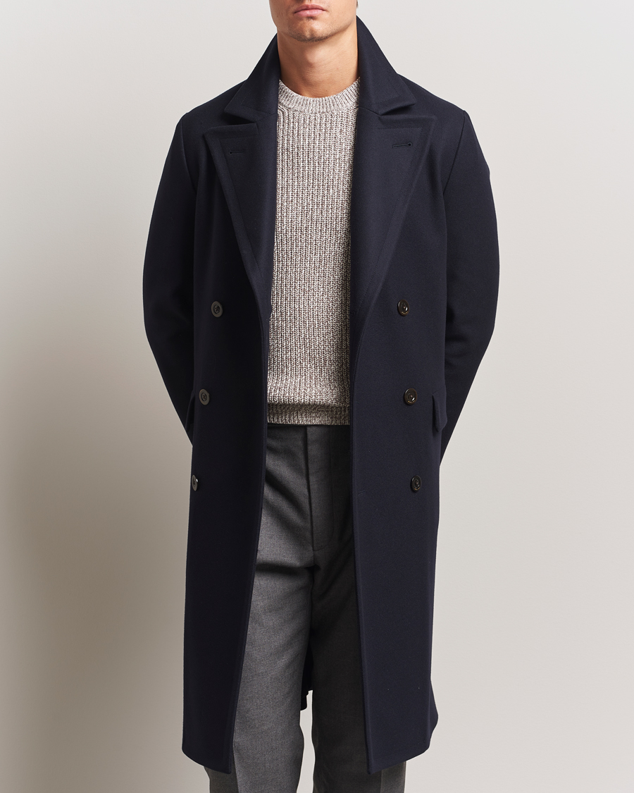 Herre | Jakker | Boglioli | Double Breasted Wool Coat Navy