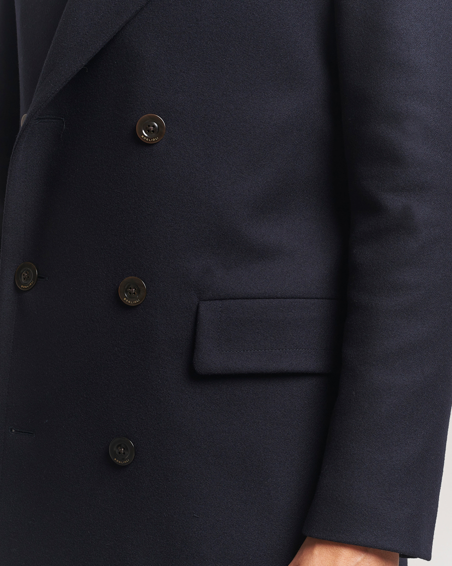 Herre | Jakker | Boglioli | Double Breasted Wool Coat Navy