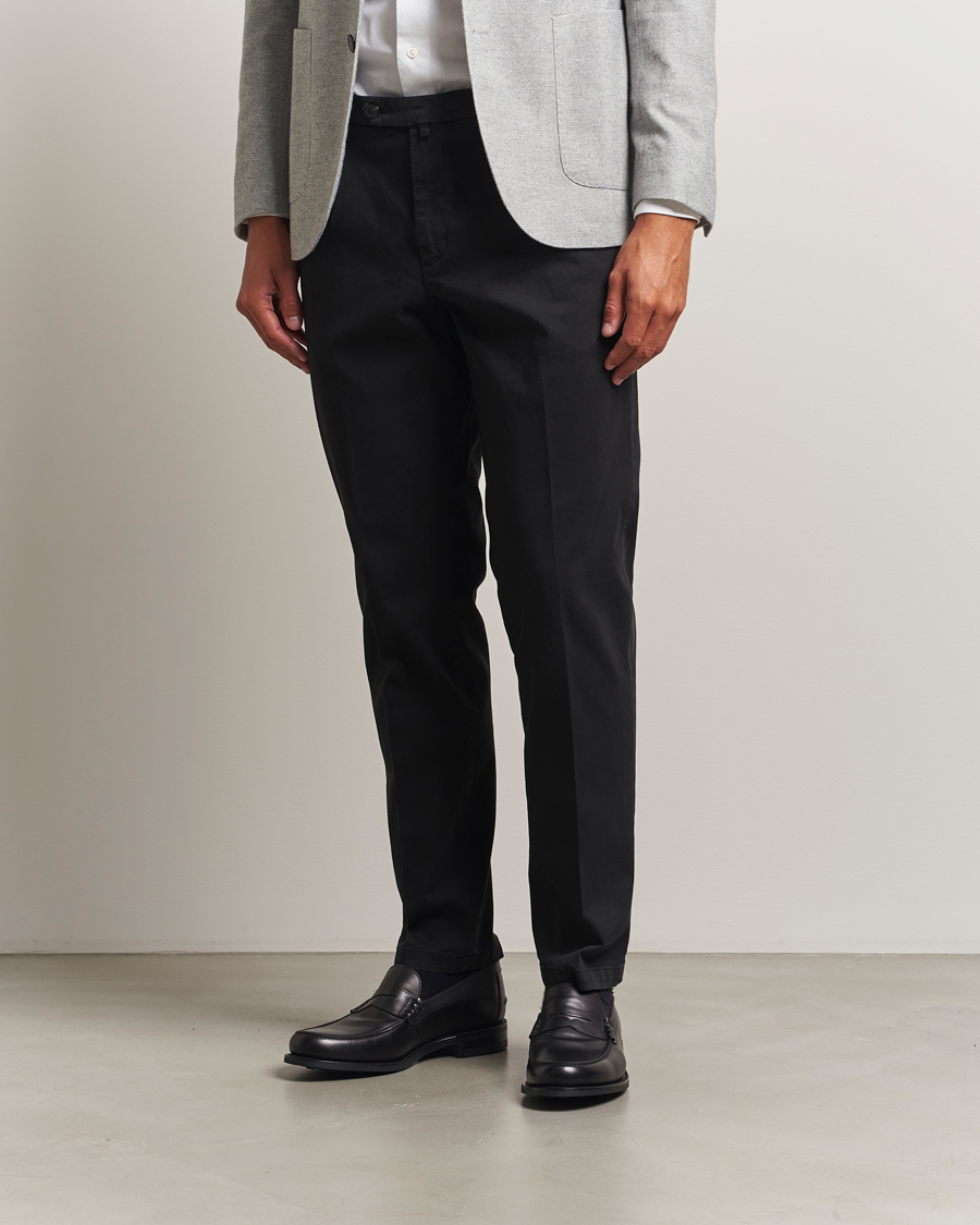Herre | Bukser | Briglia 1949 | Easy Fit Pleated Cotton Stretch Chino Black