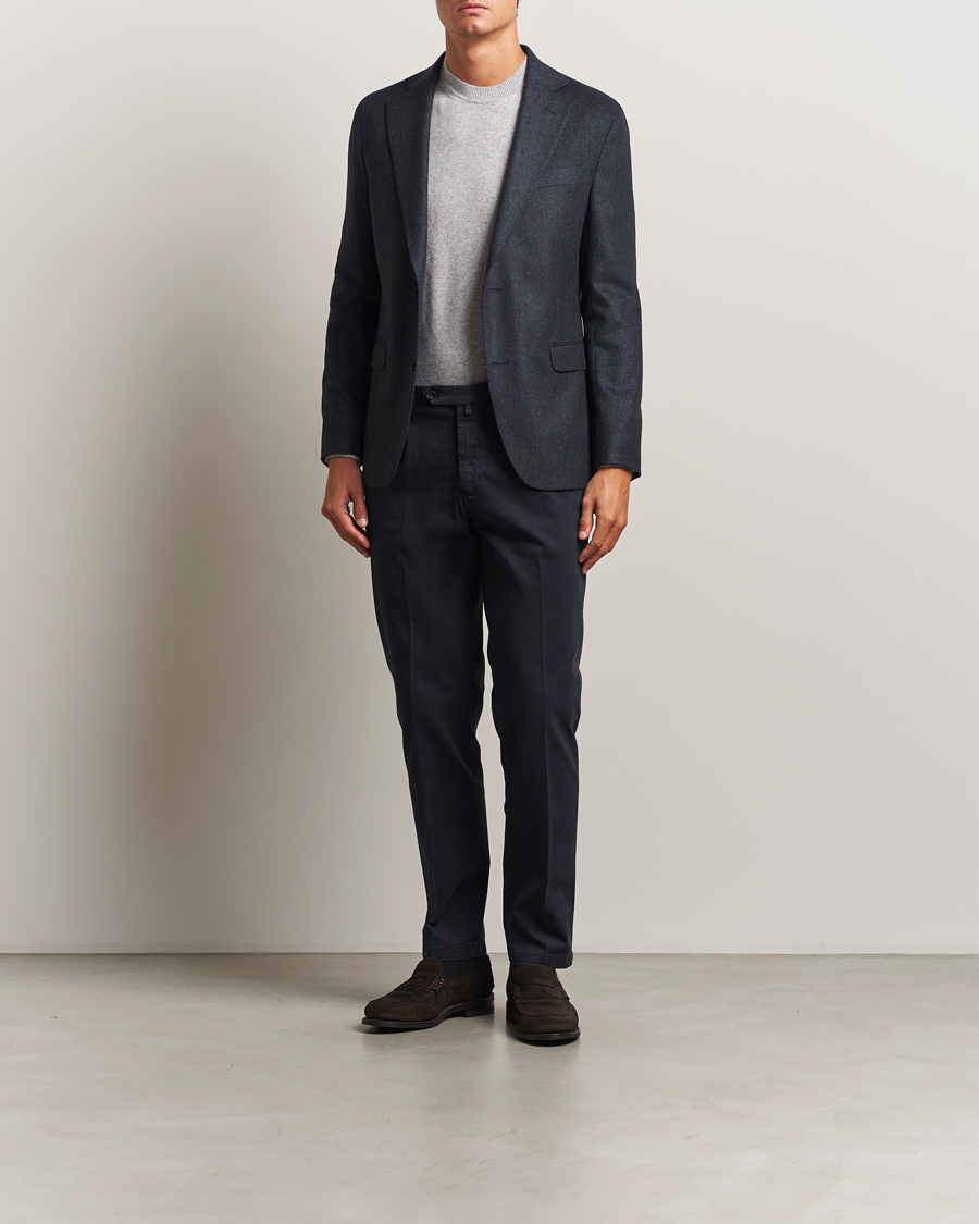 Herre | Bukser | Briglia 1949 | Easy Fit Pleated Cotton Stretch Chino Navy