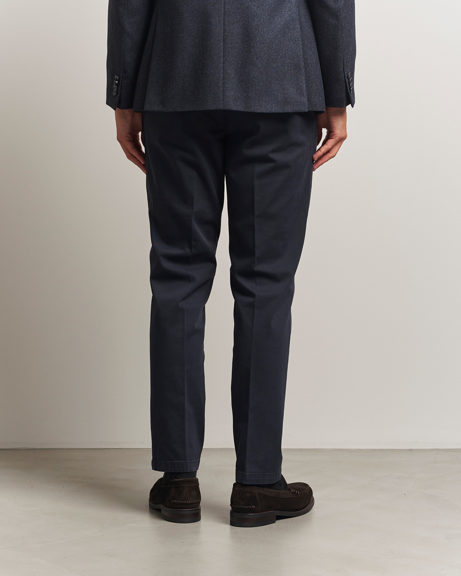 Herre | Bukser | Briglia 1949 | Easy Fit Pleated Cotton Stretch Chino Navy