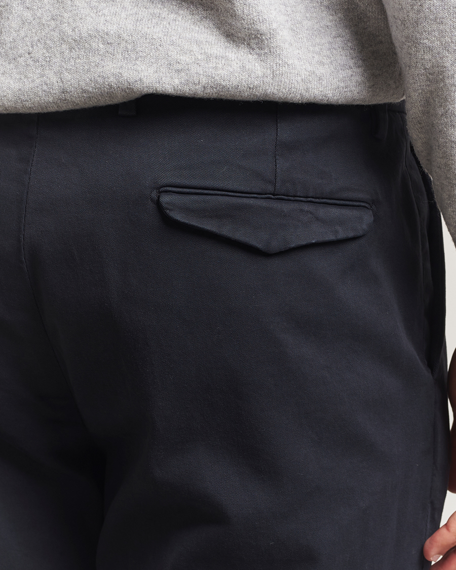 Herre | Bukser | Briglia 1949 | Easy Fit Pleated Cotton Stretch Chino Navy
