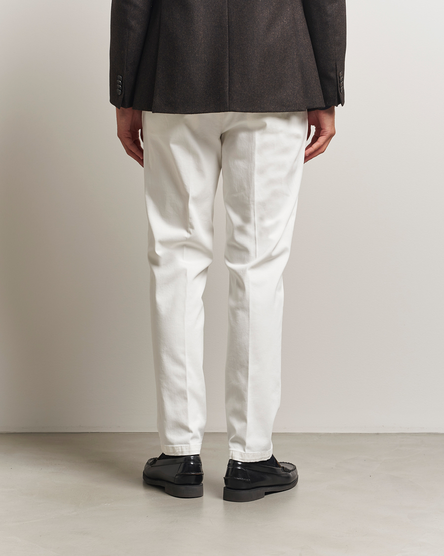 Herre | Bukser | Briglia 1949 | Easy Fit Pleated Cotton Stretch Chino Off White