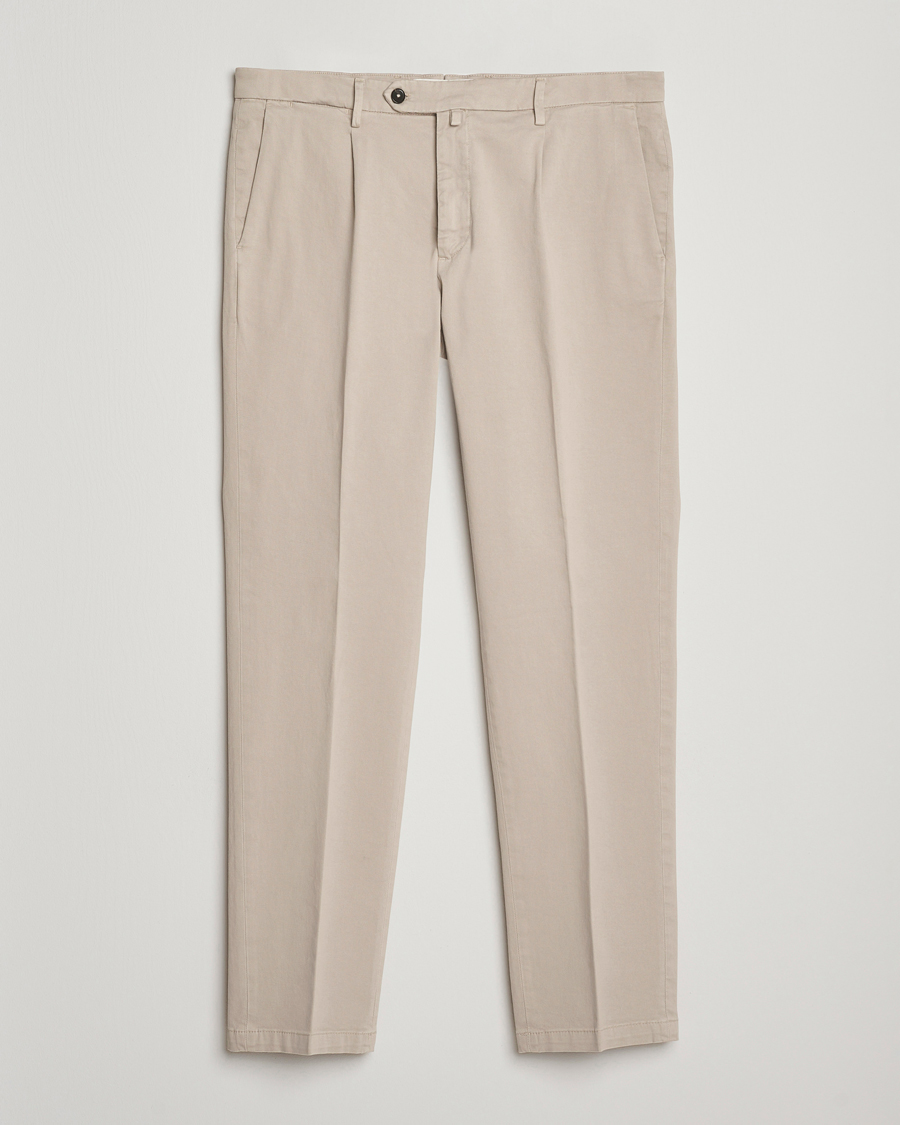 Herre | Bukser | Briglia 1949 | Easy Fit Pleated Cotton Stretch Chino Beige