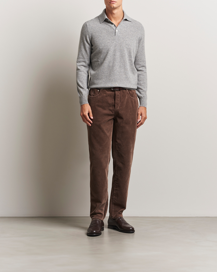Herre | Bukser | Brunello Cucinelli | Leisure Fit Corduroy 5-Pocket Pants Taupe
