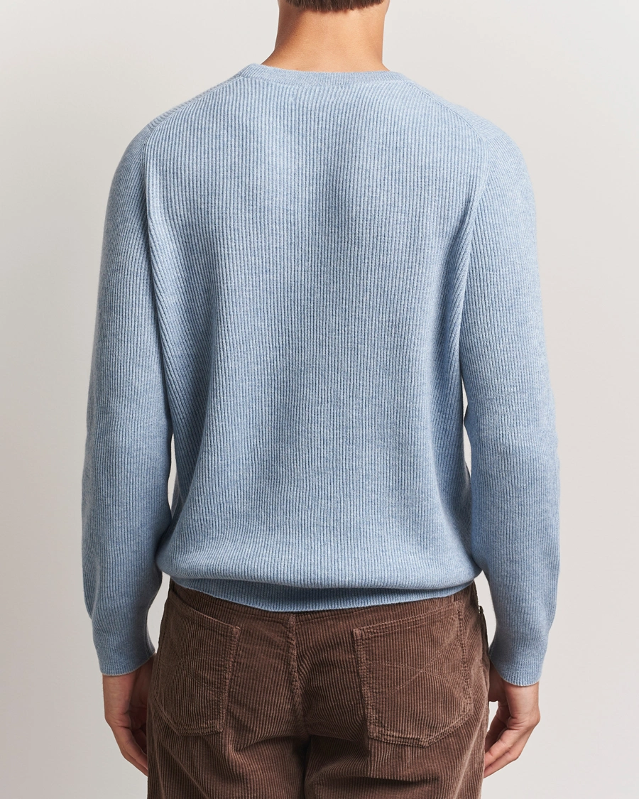 Herre | Gensere | Brunello Cucinelli | Cashmere Rib Crew Neck Sweater Light Blue