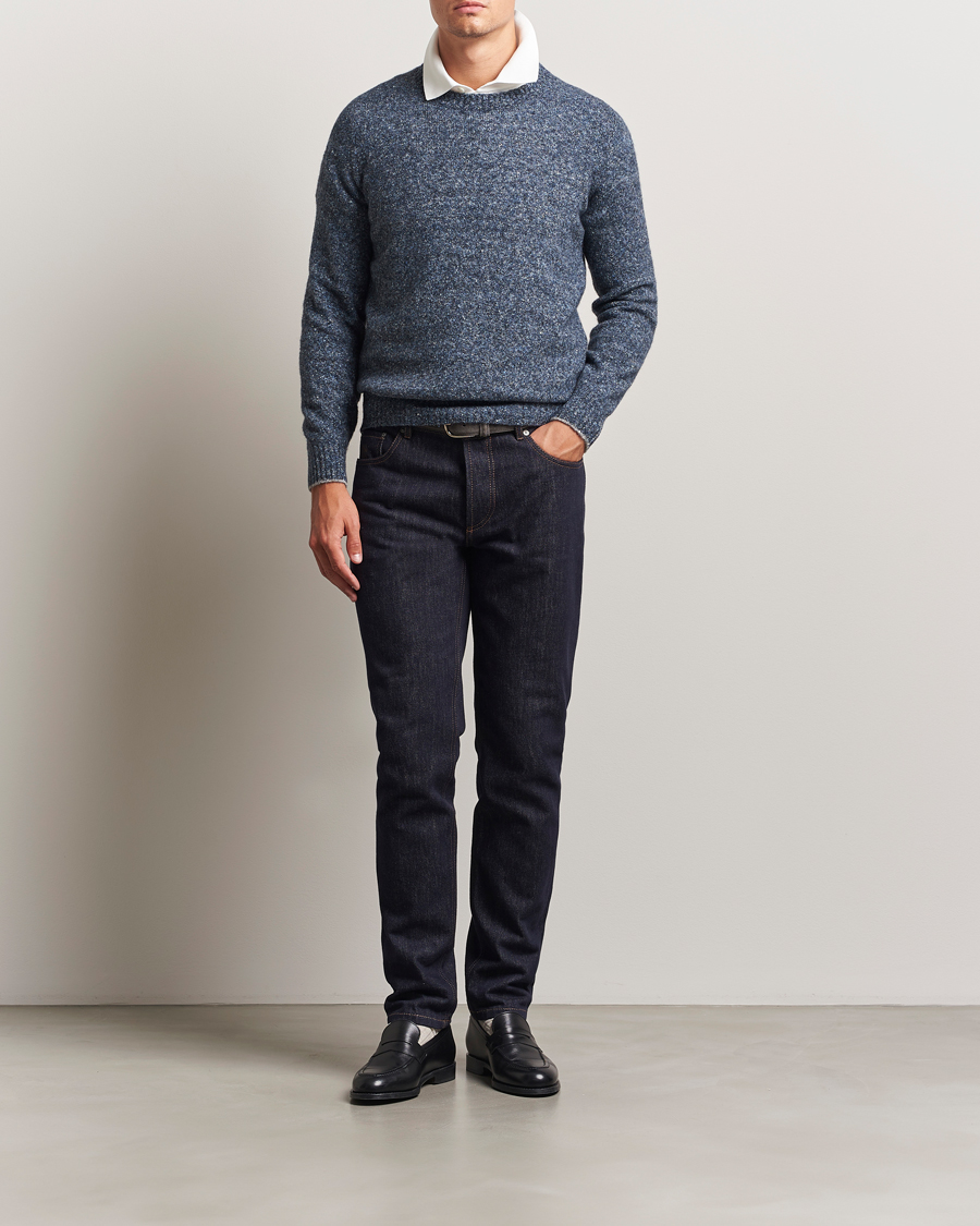 Herre | Gensere | Brunello Cucinelli | Alpaca Blend Sweater Dark Blue Melange