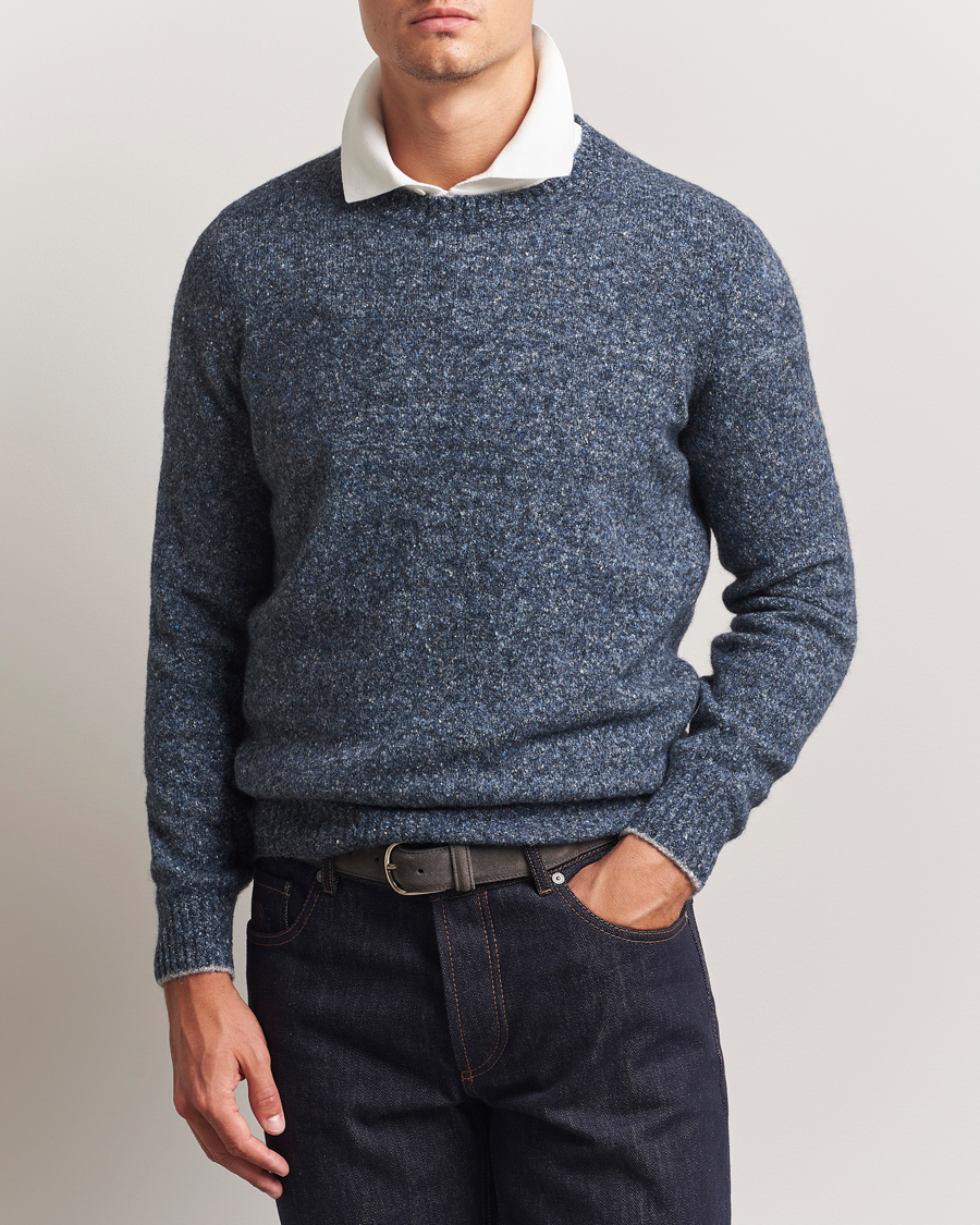 Herre | Gensere | Brunello Cucinelli | Alpaca Blend Sweater Dark Blue Melange
