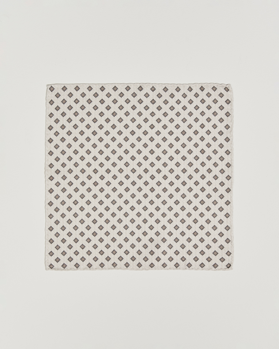 Herre | Lommetørklær | Brunello Cucinelli | Printed Silk Pocket Square Ivory