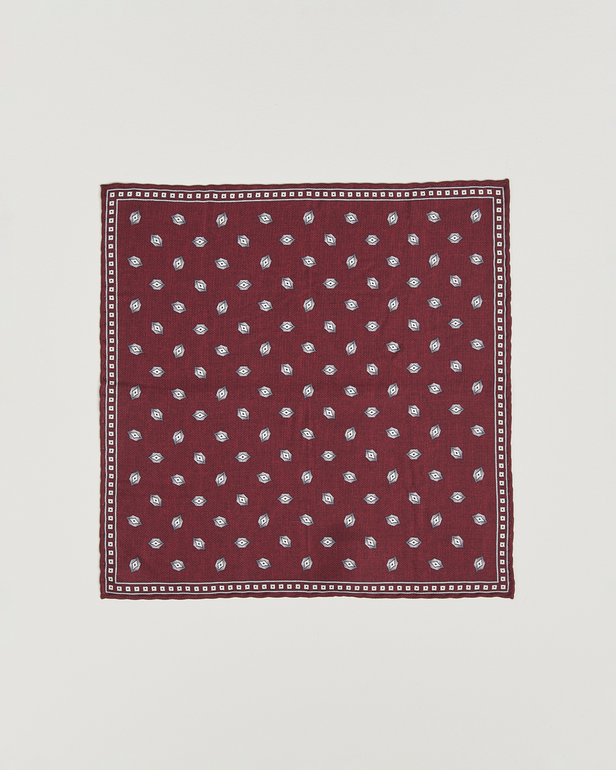 Herre | Lommetørklær | Brunello Cucinelli | Printed Silk Pocket Square Burgundy
