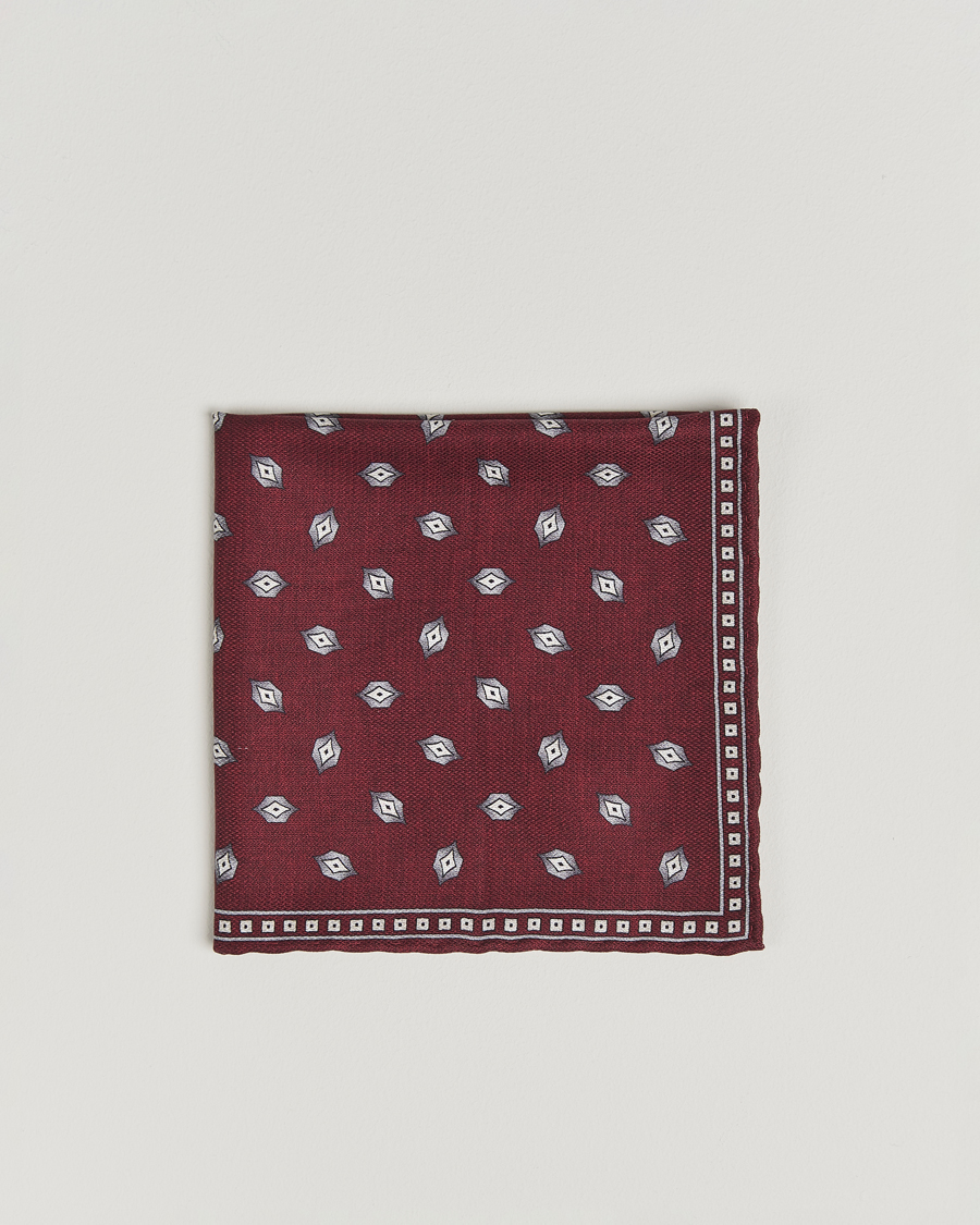 Herre | Lommetørklær | Brunello Cucinelli | Printed Silk Pocket Square Burgundy