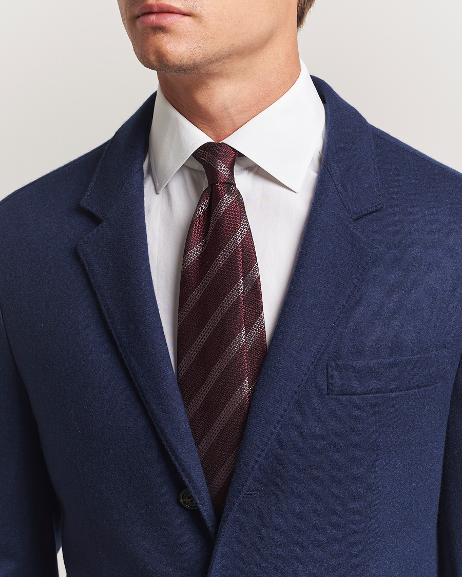 Herre | Slips | Brunello Cucinelli | Regimental Stripe Silk Tie Amaranto