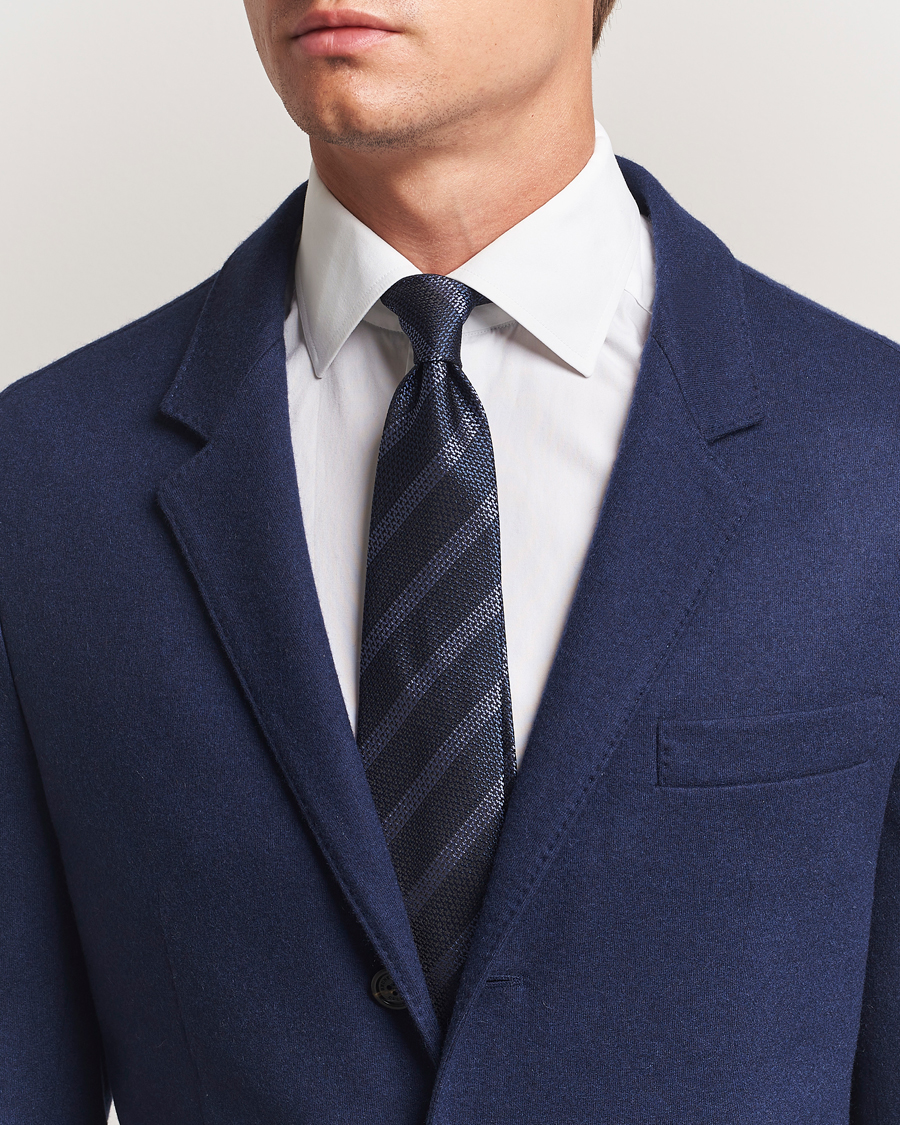 Herre | Slips | Brunello Cucinelli | Regimental Stripe Silk Tie Navy