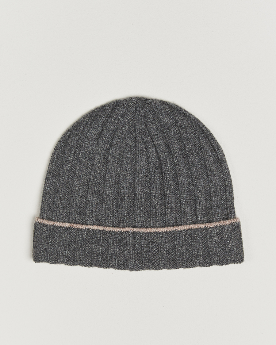 Herre | Luer | Brunello Cucinelli | Cashmere Contrast Beanie Grey Melange