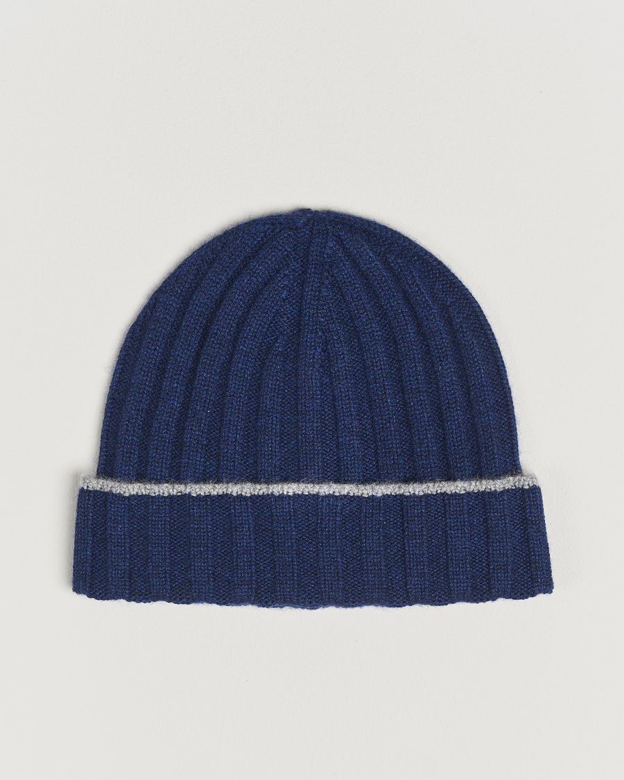 Herre | Luer | Brunello Cucinelli | Cashmere Contrast Beanie Navy