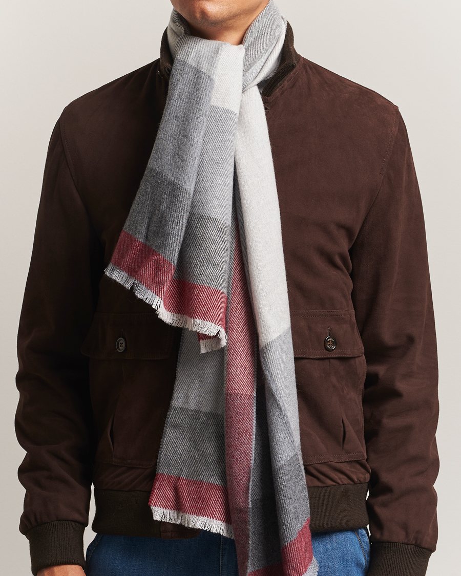Herre | Skjerf | Brunello Cucinelli | Wool/Cashmere Scarf Grey/Burgundy