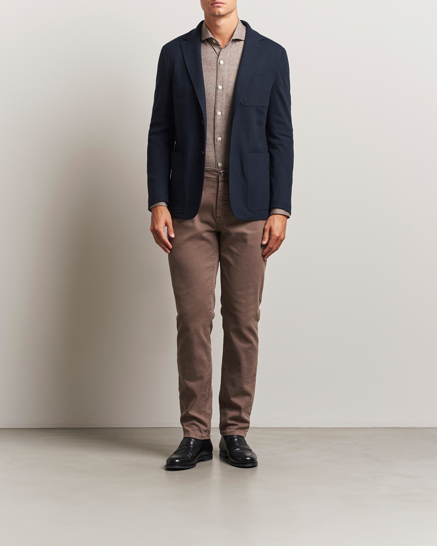 Herre | Dressjakker | Canali | Wool Houndstooth Jersey Blazer Navy
