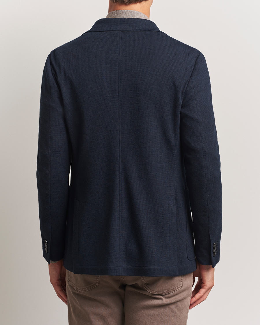 Herre | Dressjakker | Canali | Wool Houndstooth Jersey Blazer Navy