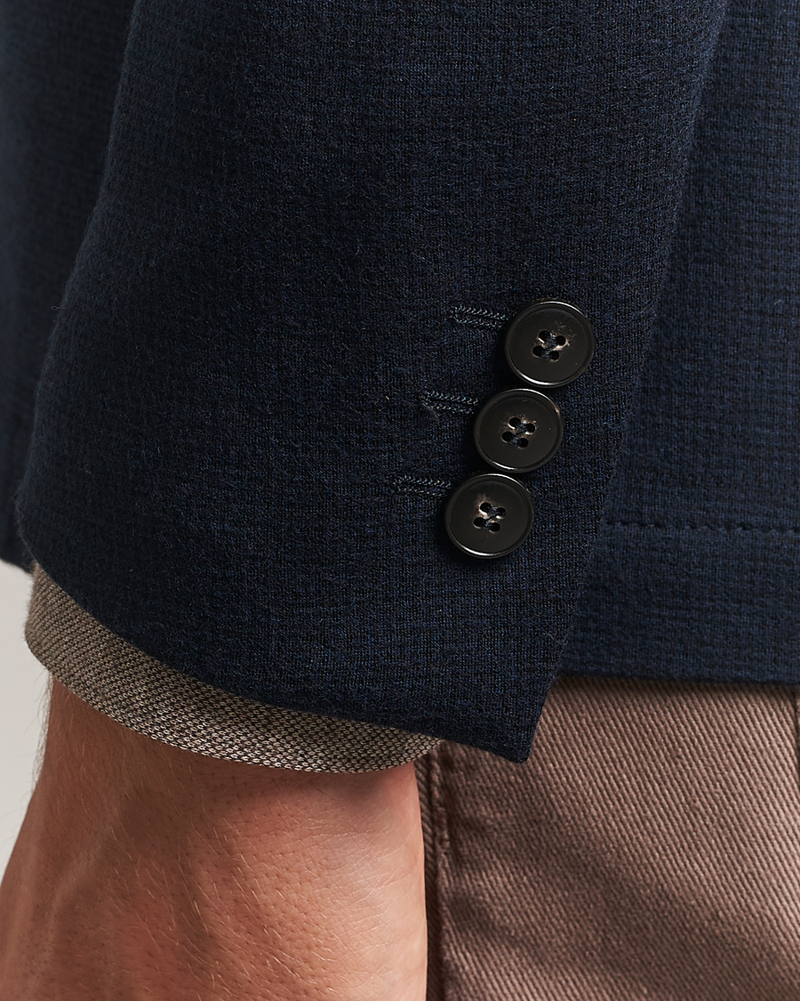 Herre | Dressjakker | Canali | Wool Houndstooth Jersey Blazer Navy