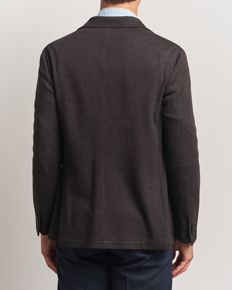 Herre | Dressjakker | Canali | Wool Houndstooth Jersey Blazer Dark Brown