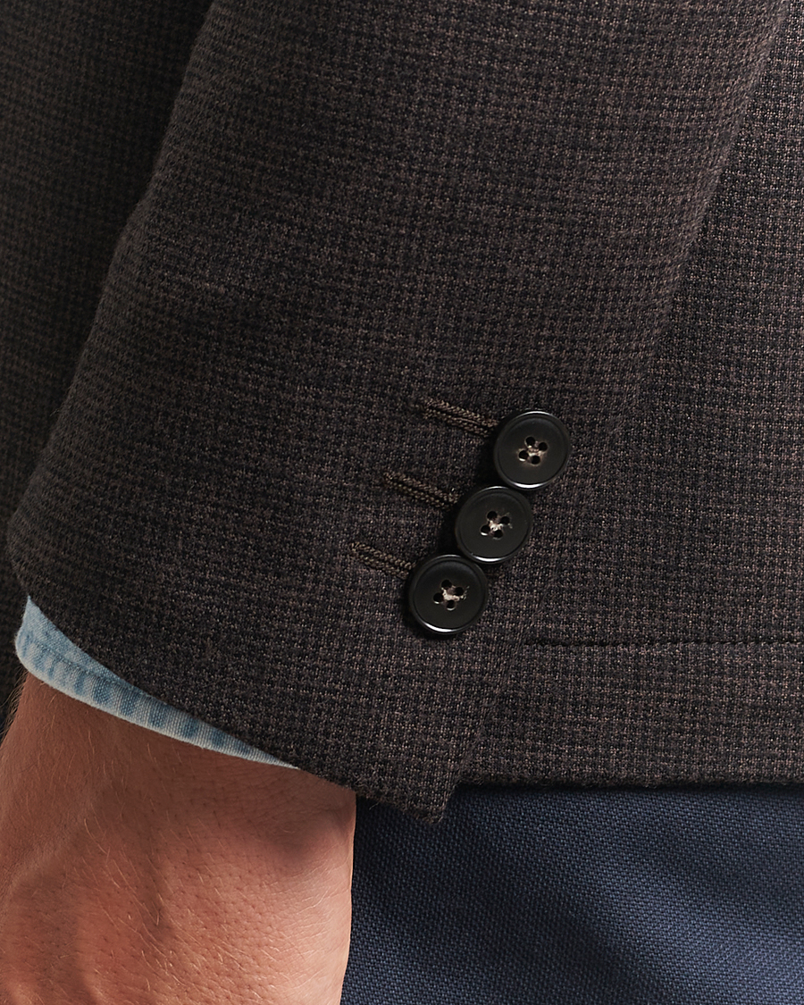 Herre | Dressjakker | Canali | Wool Houndstooth Jersey Blazer Dark Brown