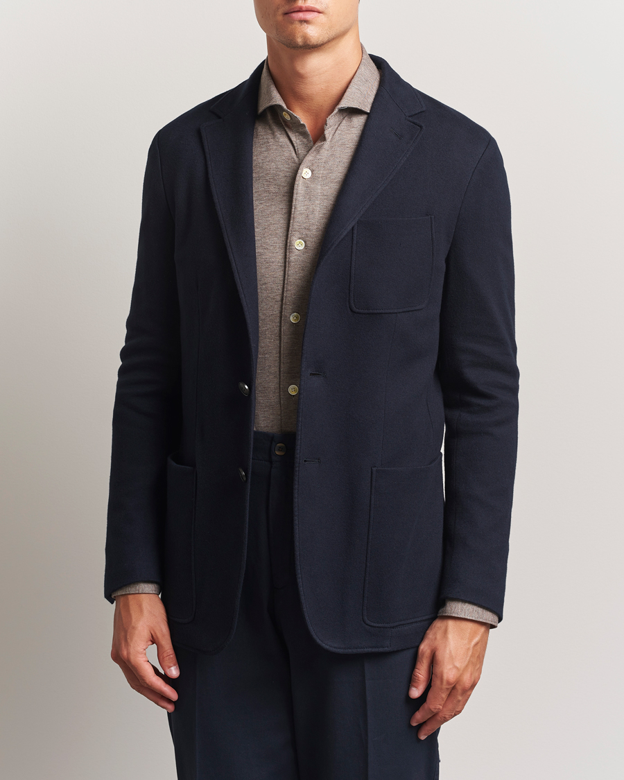 Herre | Dressjakker | Canali | Cotton/Cashmere Jersey Blazer Navy