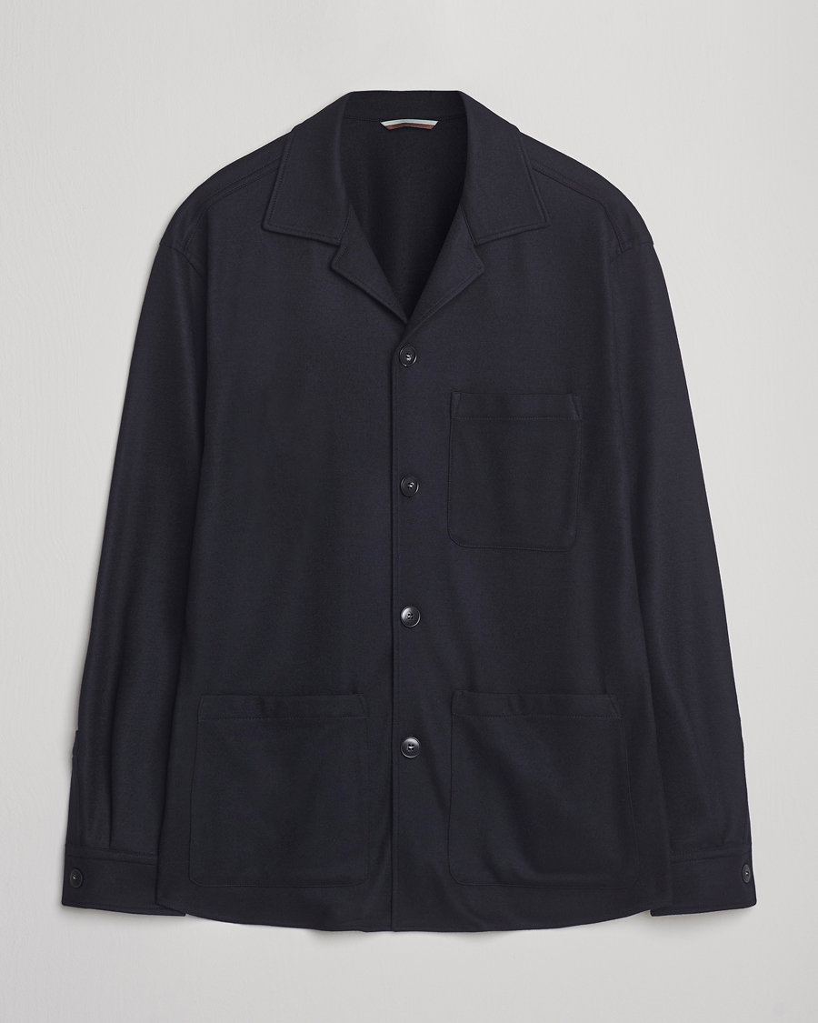 Herre | Jakker | Canali | Wool Shirt Jacket Navy