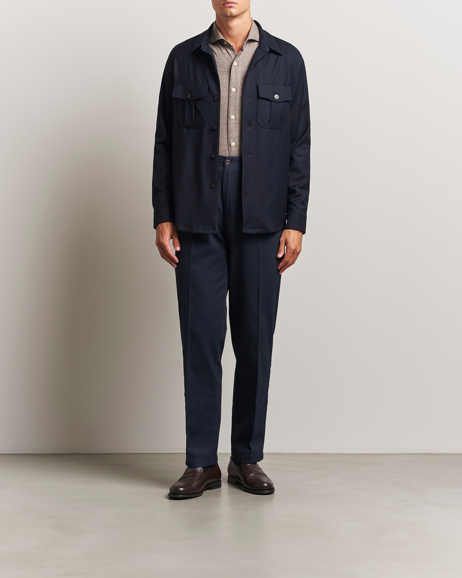 Herre | Skjorter | Canali | Flannel Overshirts Navy