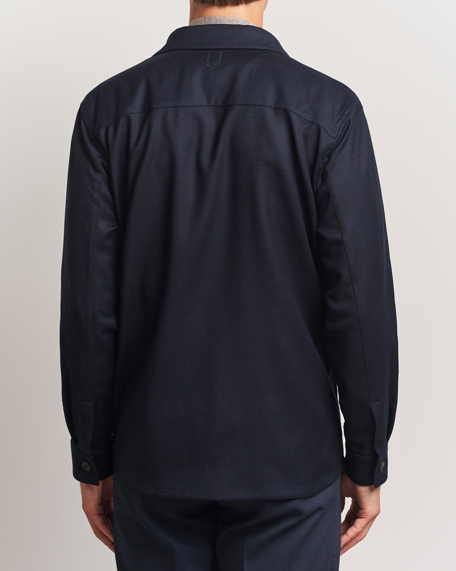Herre | Skjorter | Canali | Flannel Overshirts Navy
