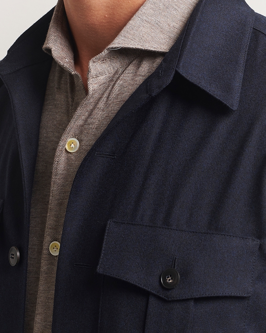 Herre | Skjorter | Canali | Flannel Overshirts Navy