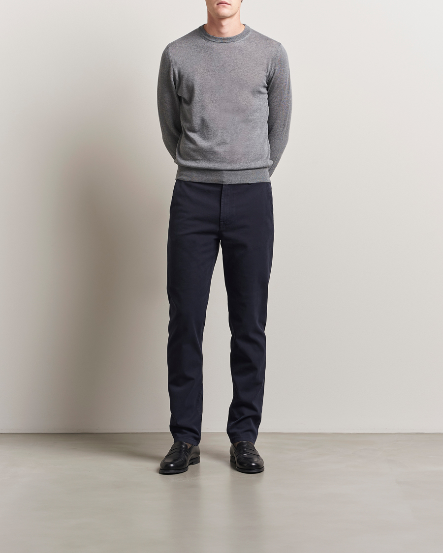Herre | Gensere | Canali | Merino Wool Crew Neck Light Grey