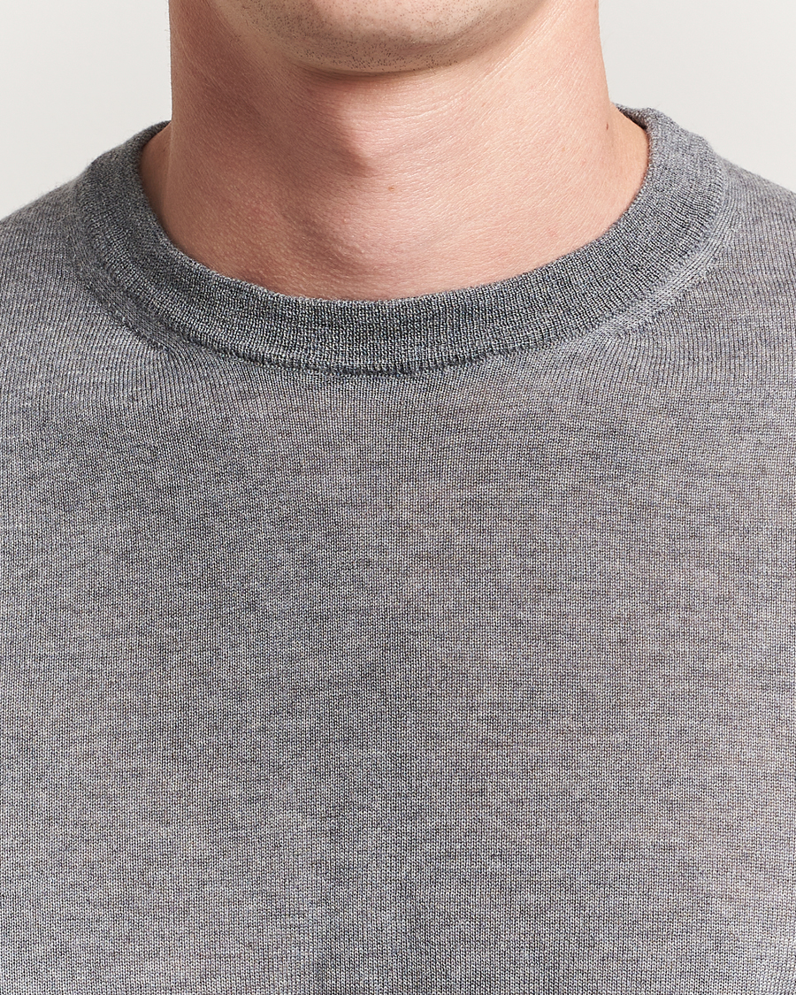 Herre | Gensere | Canali | Merino Wool Crew Neck Light Grey