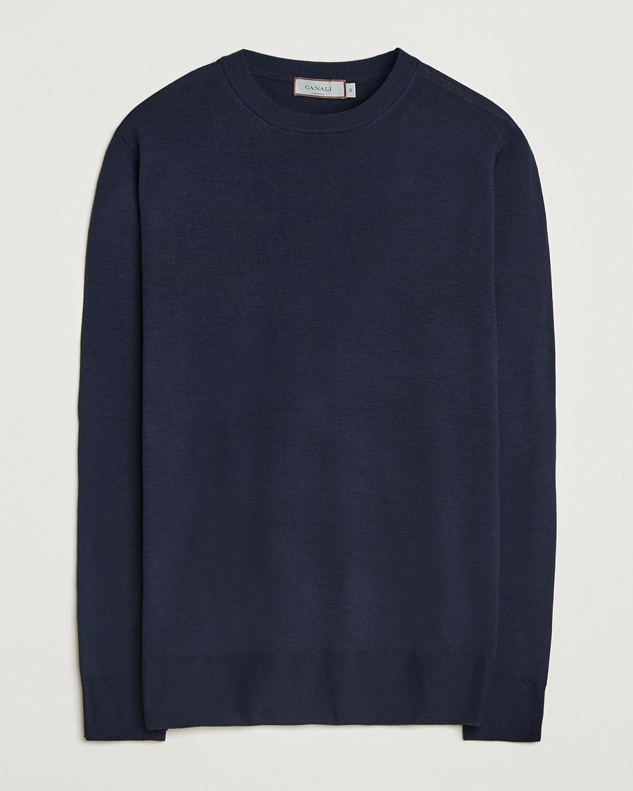 Herre | Gensere | Canali | Merino Wool Crew Neck Navy