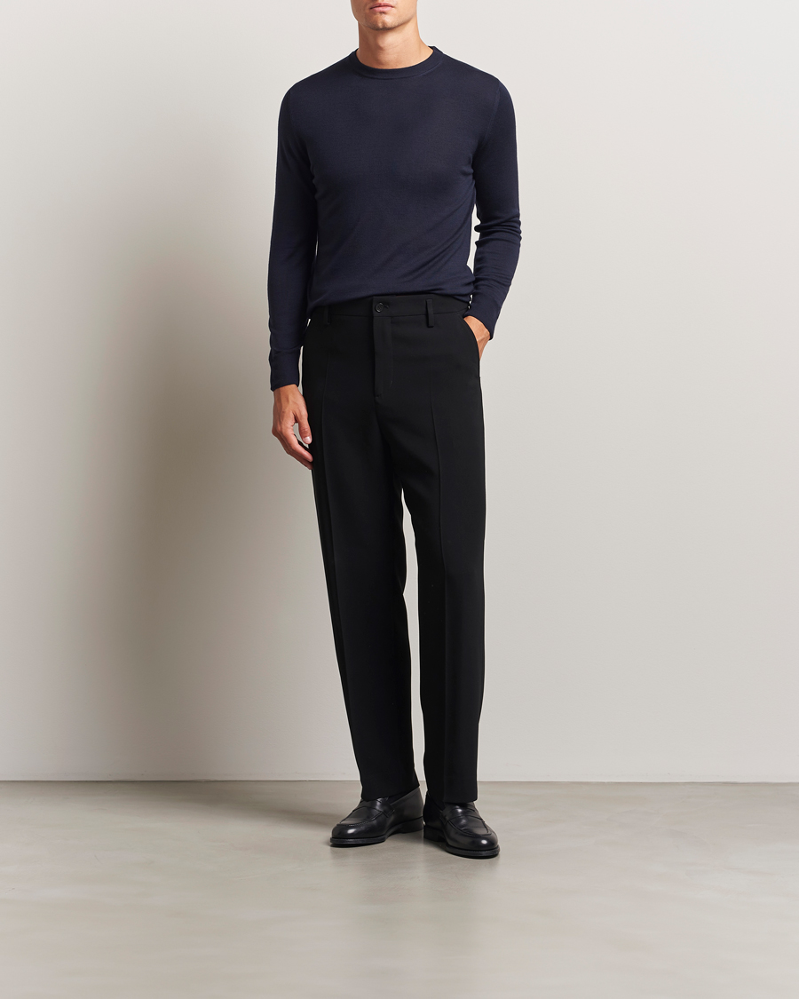 Herre | Gensere | Canali | Merino Wool Crew Neck Navy