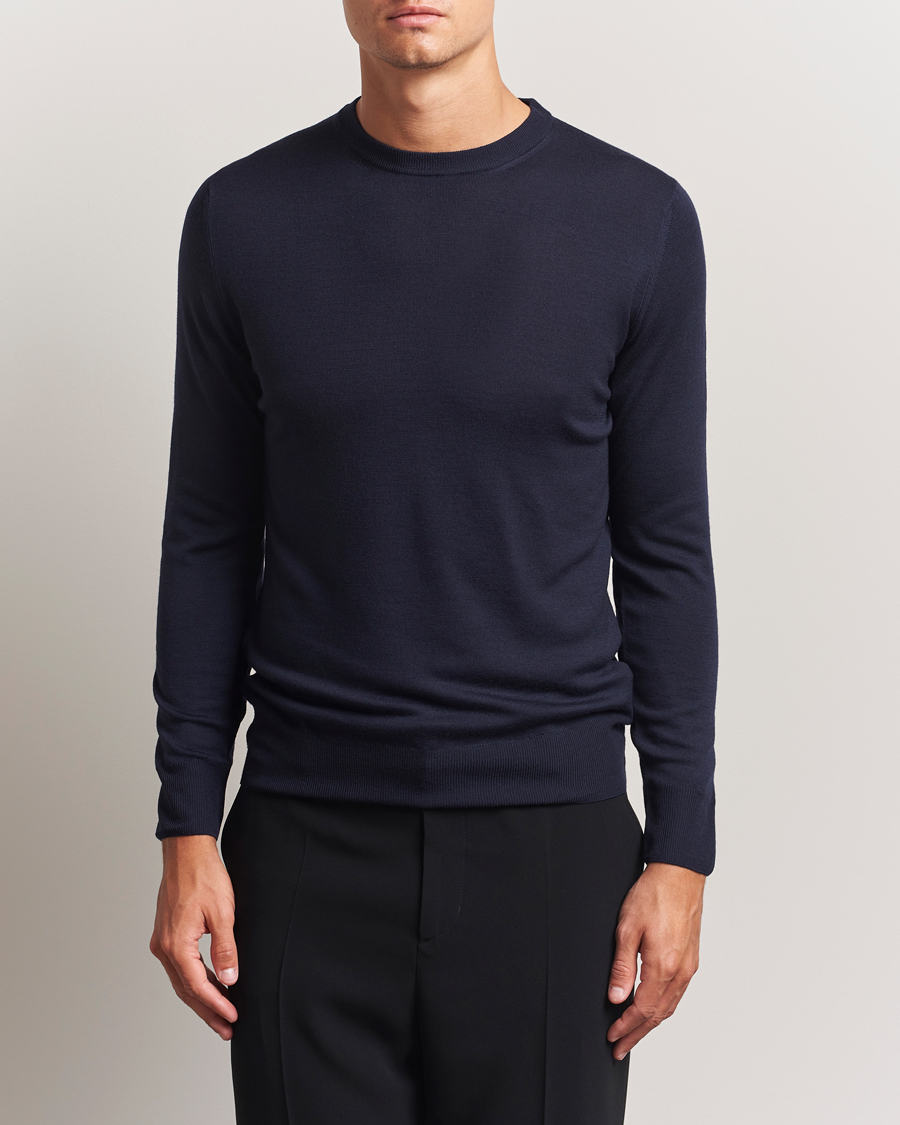 Herre | Gensere | Canali | Merino Wool Crew Neck Navy