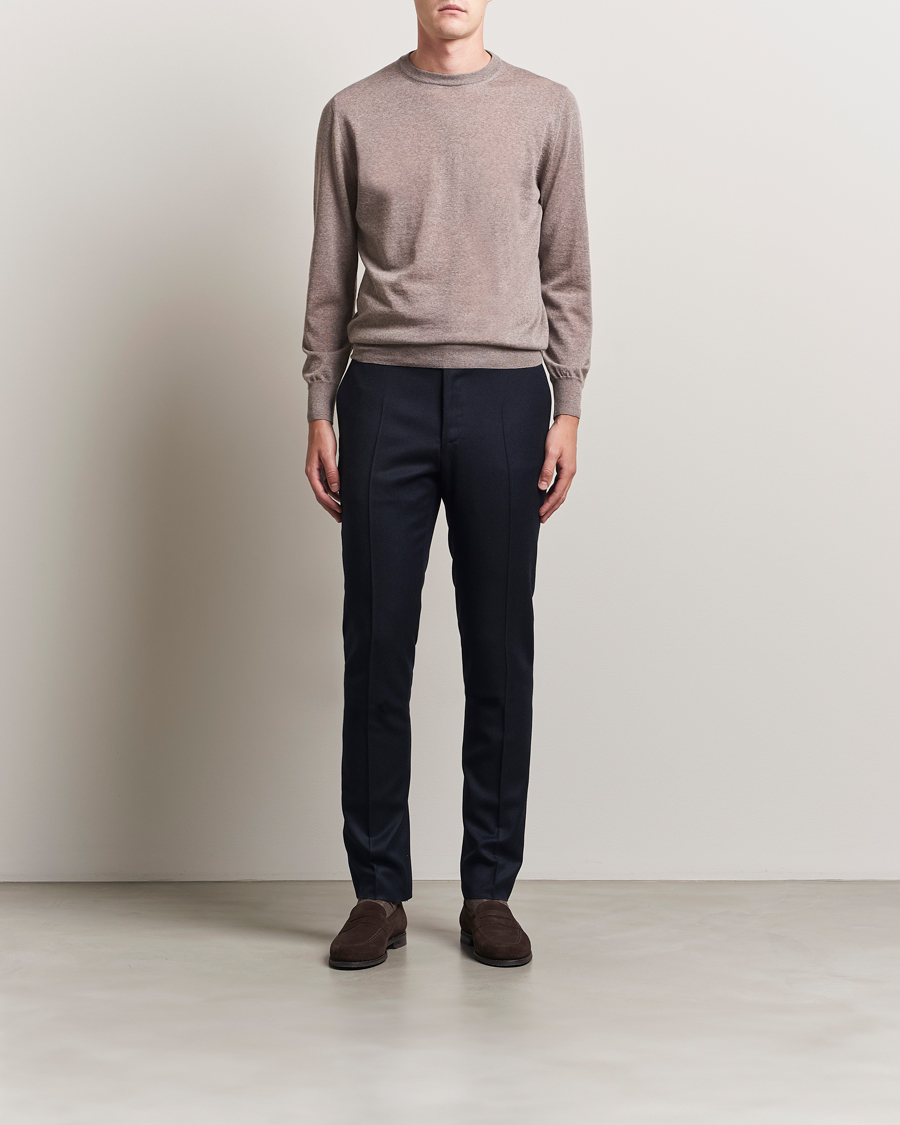 Herre | Gensere | Canali | Merino Wool Crew Neck Beige
